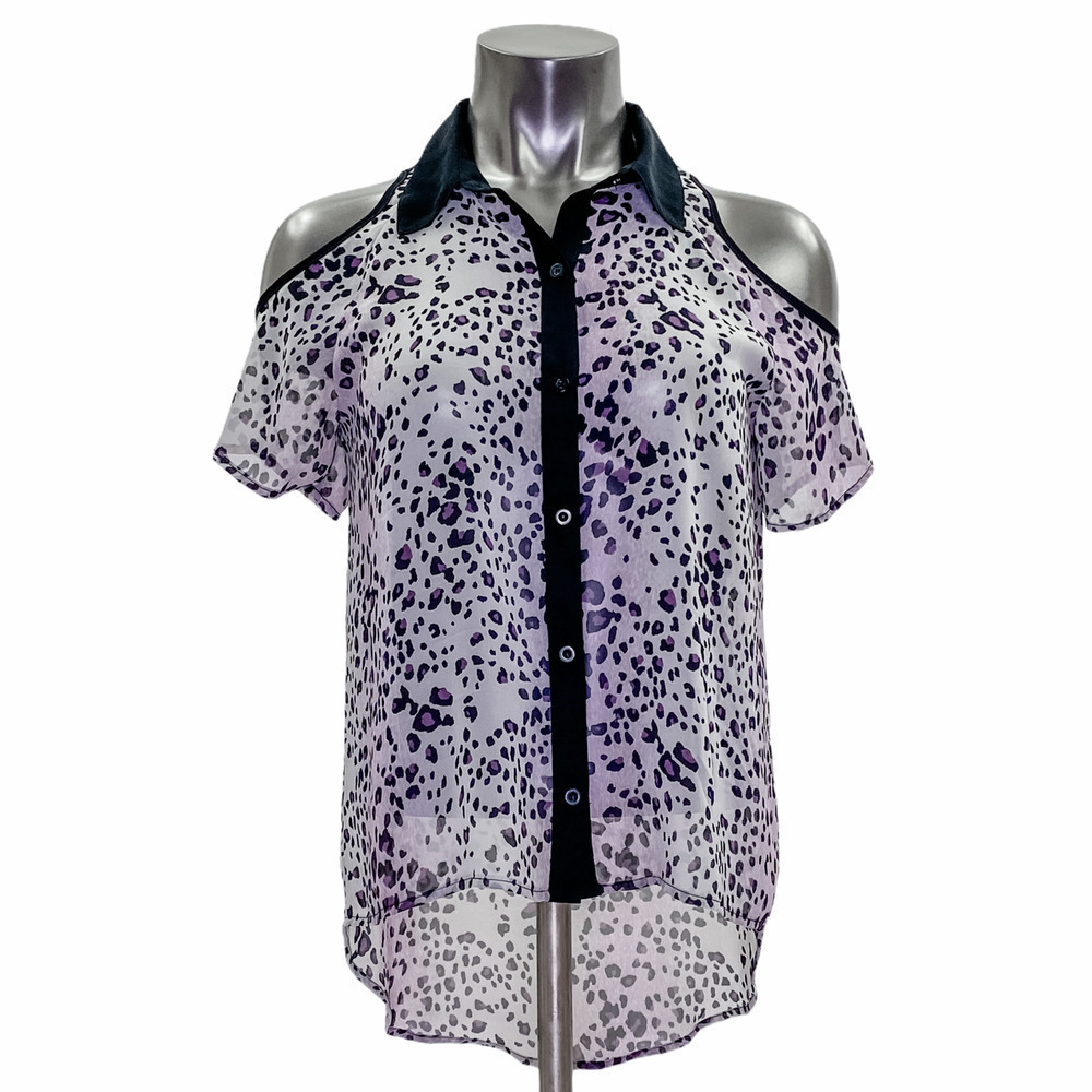 SUGARMINT Cold Shoulder Button Down Blouse Large